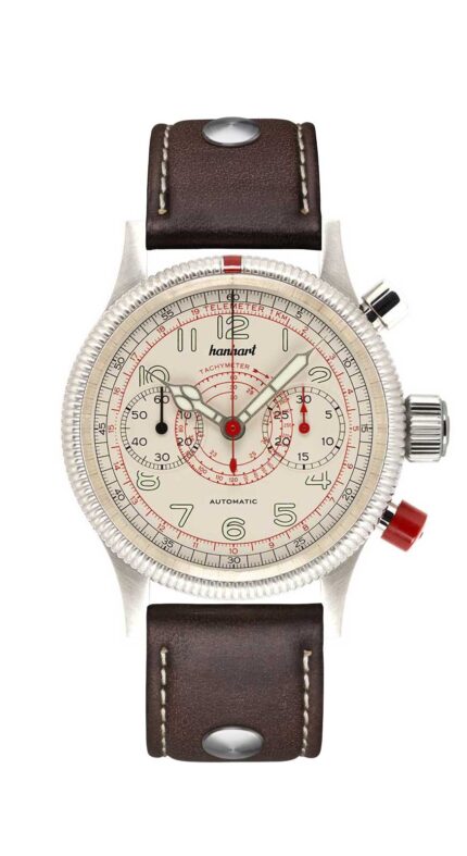 PIONEER TachyTele antique white, 40 mm - Sötétbarna bőr szegecsekkel, M