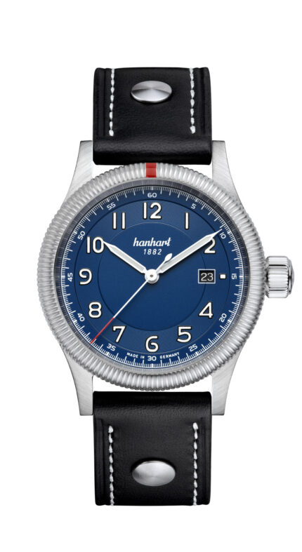 PIONEER One blue, 42 mm - Fekete bőr szegecsekkel, M